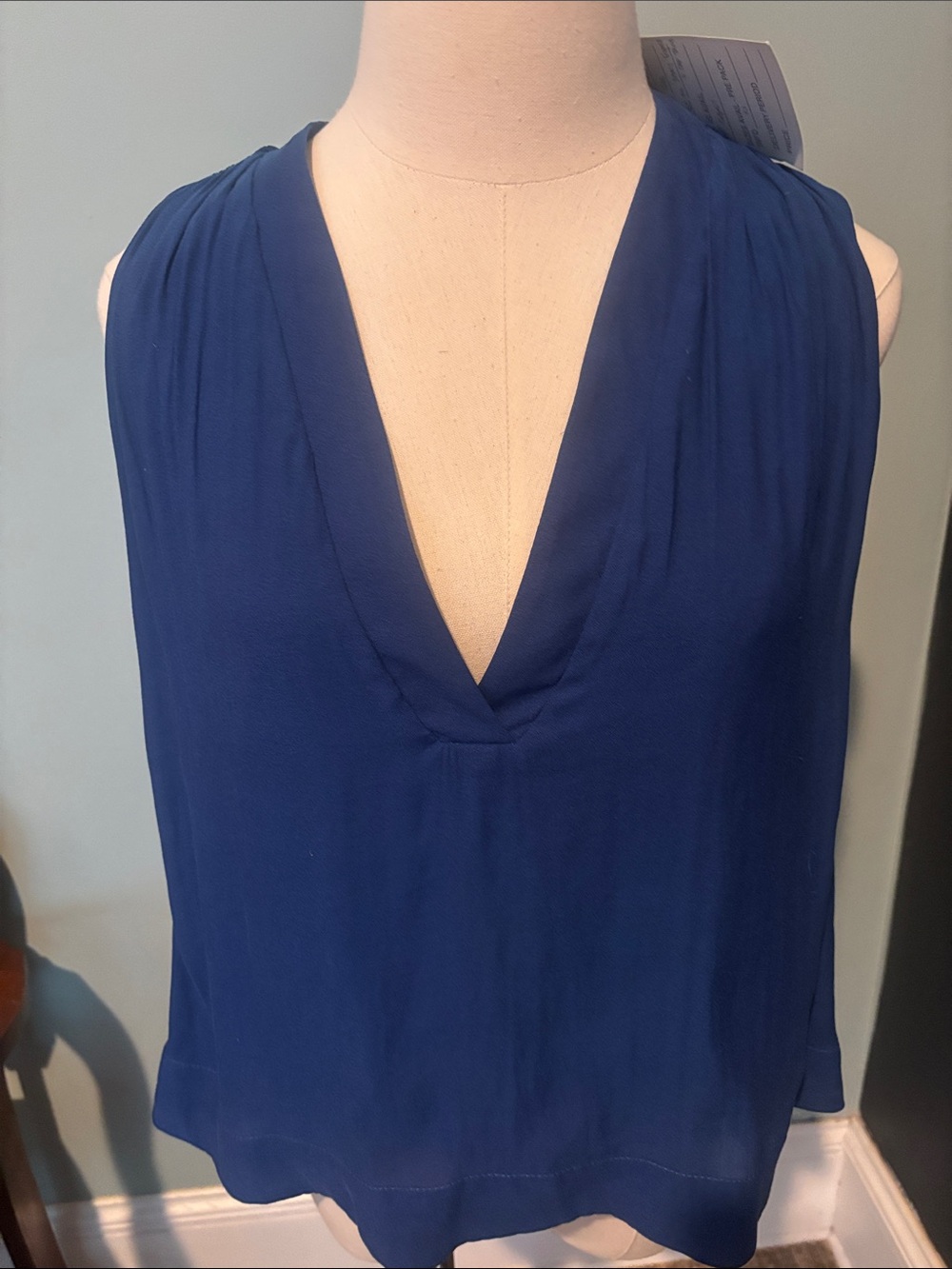 Free People Deep V-Neck Sleeveless Camisole in Navy